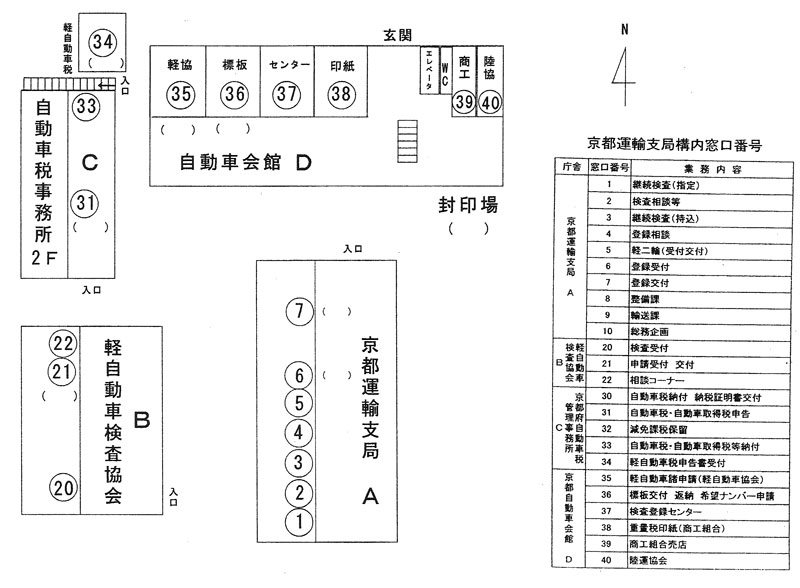 京都運輸支局案内図